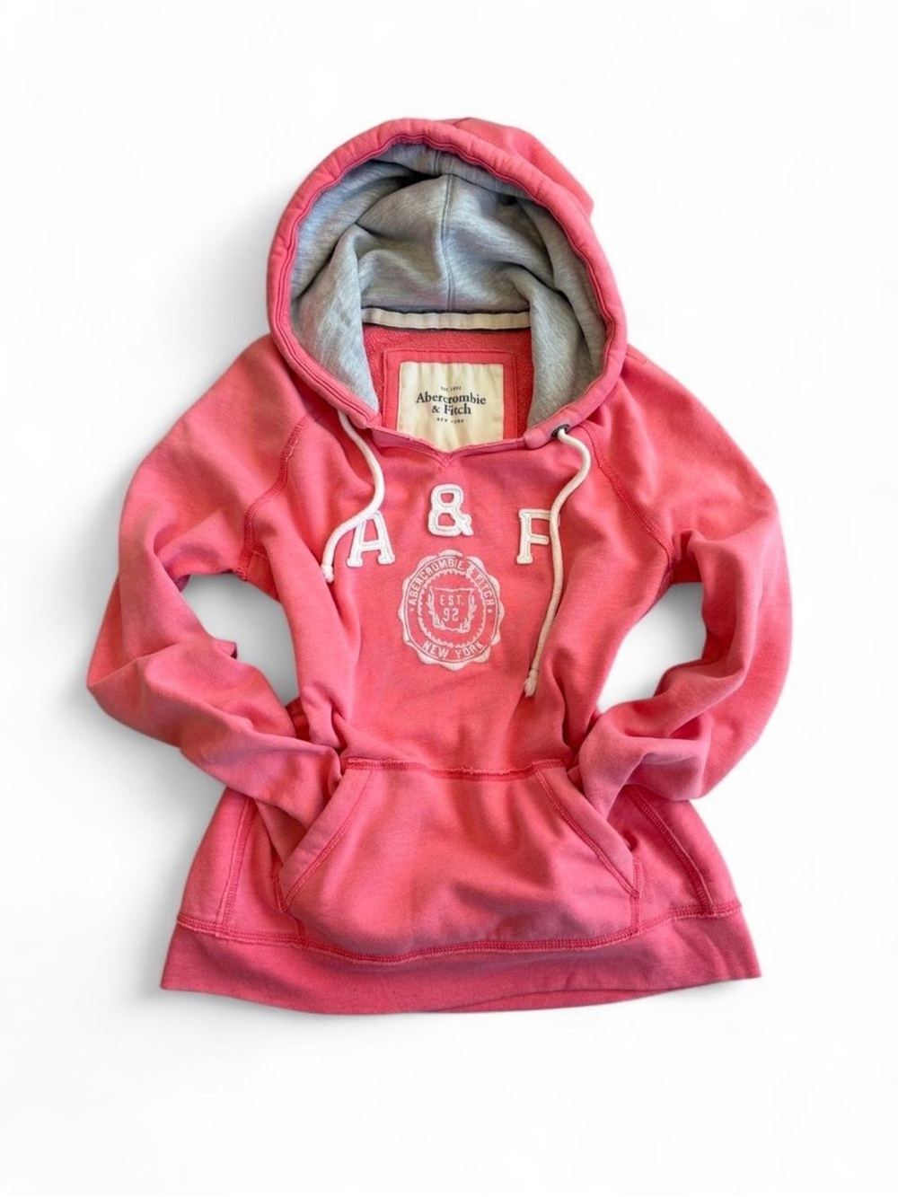 Vintage Y2K Abercrombie & Fitch Pink Hooded Pullover Sweatshirt Size L